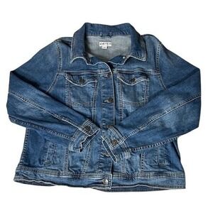 Ava & Viv Denim Jacket Medium Wash Button Front Classic Fit Women's 1X Trucker